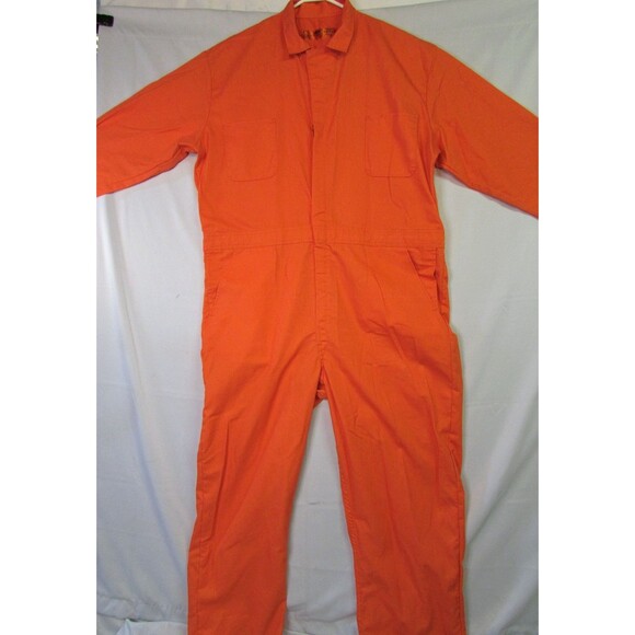 Vtg Red Kap  Orange Jumpsuit Mens 50 Reg Coverall Uniform Talon Zip Mechanic - Picture 1 of 16